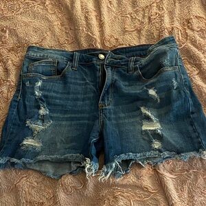Cello Blue Distressed Jean Shorts